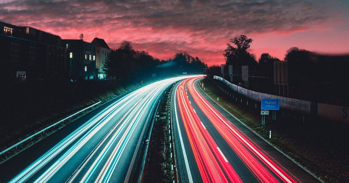 highway with car lights