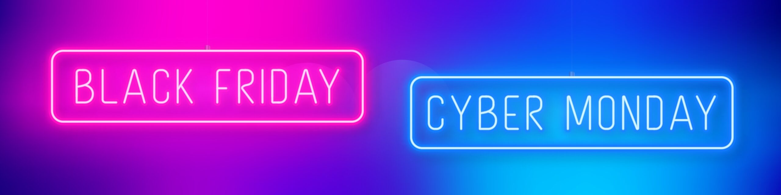 Black,Friday,And,Cyber,Monday,Sale,Neon,Sign.,Light,Banner,